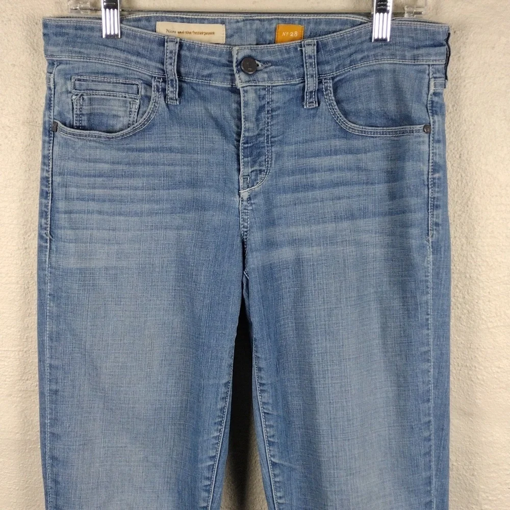 Pilcro and the Letterpress Blue Light Wash Whiskering Mid Rise Straight Leg Jean - Picture 2 of 13